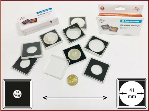 Leuchtturm 344166 Quadrum INTERCEPT Münzkapseln coin capsules 41 mm 1 x