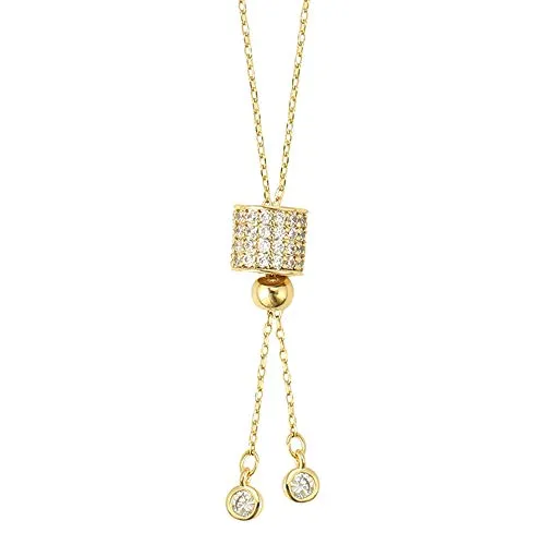 Heideman Halskette Crassus Damen - aus hochwertigem Edelstahl - gold silber farbend - Kette für Frauen mit Stein weiß - Y-Kette mit Karabinerverschluss 47cm lang
