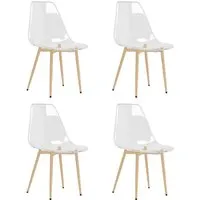 vidaXL Esszimmerstühle 4 Stk. Transparent PET - Moderne Esszimmerstühle aus pflegeleichtem PET mit ergonomischer Rückenlehne für höchsten Sitzkomfort. Ideal für stilvolle Interieurs, robust durch Metallbeine.