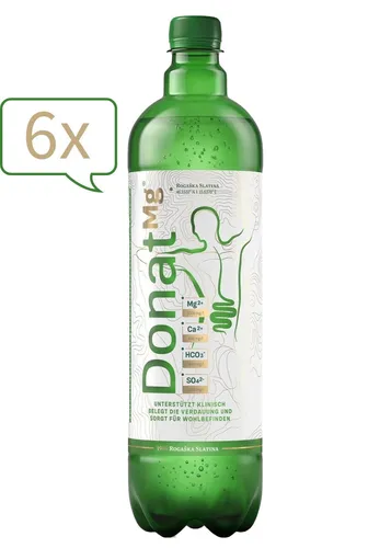 6x1L Rogaska Donat Mg Natürliches Mineralwasser - Kohlensäurehaltiges Wasser, reich an Mineralien für eine erfrischende und gesunde Hydration.