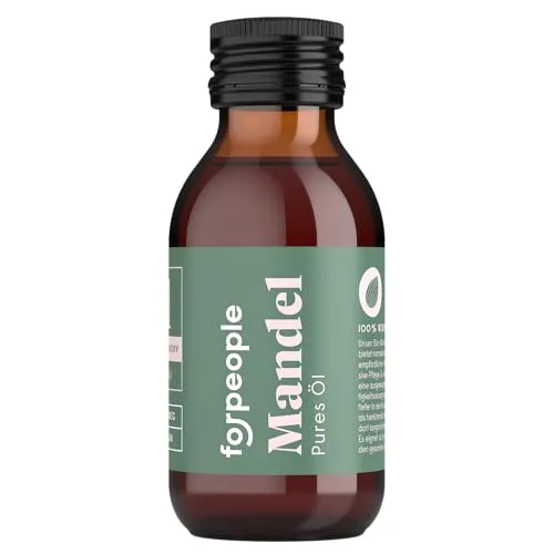 forpeople BIO Mandelöl 100ml – 100% pures Öl kaltgepresst für Gesicht, Körper und Haare – Bio Hautpflege Mandel Öl, vegan, parfümfrei – Geeignet als Basisöl & Mandelöl Massageöl