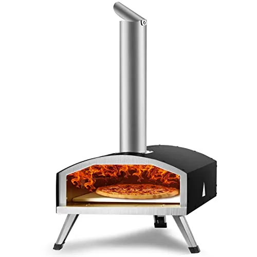 VEVOR Tragbarer Pizzaofen - Outdoor Backofen für perfekte Pizza - Grills: Hochwertiger Edelstahl-Pizzaofen mit 12 Zoll Pizzastein, erreicht bis zu 540 ? für knusprige Pizzen in nur 90 Sekunden!