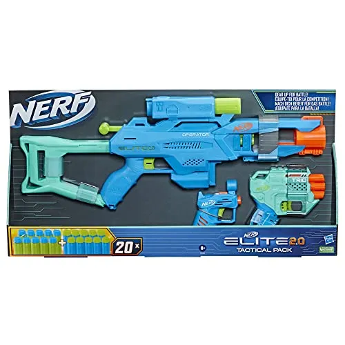 NERF Elite 2.0 Tactical 3-Blaster Pack - Spielzeug-Schaumstoff-Blaster mit 3 hochwertigen Blastern und 20 Darts für ultimativen Spielspaß und strategische Action.