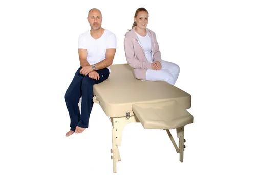 PROMAFIT Massageliege Mobile Ayurveda Therapieliege klappbar "Rio" (Set, 1-St., inkl. Kopfstütze, Kopfpolster, PU-Lederbezug, Transporttasche), Höhenverstellbar, Belastbarkeit bis 250 Kg
