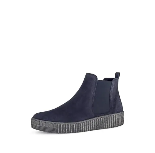 Gabor 73.731.36 Stiefel blau 44 EU (9,5 UK) - Wanderschuhe aus hochwertigem Leder und Veloursleder, sportlicher Stil mit Gummizug für einfachen Einstieg, ideal für Outdoor-Aktivitäten.