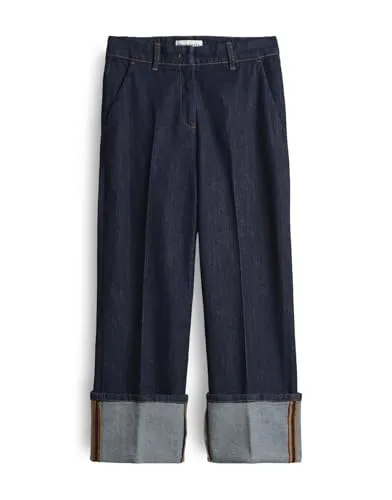OPUS PANTS Damen Jeans | Moira CLEAN Cropped Wide Jeans mit XL Aufschlag - Die OPUS Cropped Wide Jeans kombiniert lässigen Stil mit hohem Tragekomfort. Ideal für moderne Frauen, die vielseitige Looks lieben. Hergestellt aus hochwertigem Denim für ein angenehmes Tragegefühl und langlebige Qualität.