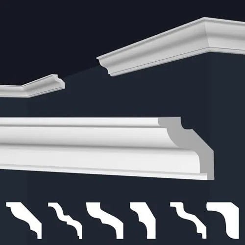 marbet design Stuckleiste E-22 - 50 Meter XPS Styropor Deckenleiste - Elegante Deckenleisten aus extrudiertem Polystyrol, feuchtigkeitsbeständig und einfach zu montieren. Verleihen Sie Ihrem Raum mit stilvollen Designs eine zeitlose Note.