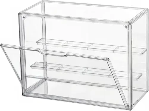 Siyecioa Schaukasten Vitrine, Acryl Vitrine, Glasvitrine mit Tür Für Action Figuren Spielzeug, Figuren, Modellautos, Sammelfiguren, Selbstmontage mit 2 Schicht (36×27×17cm)