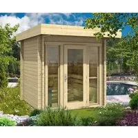FinnTherm Saunahaus Lupoa-44, 44 mm Wandstärke - Hochwertiges Saunahaus mit 44 mm Wandstärke, ideal für Entspannung im Garten. Robuste Bauweise und inklusive Massivholzfußboden für optimale Isolierung.