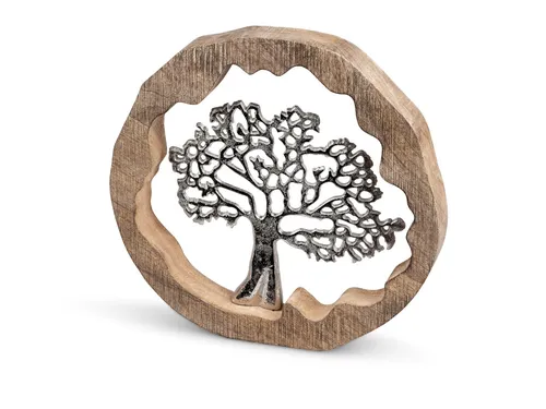 Lebensbaum aus Alu Mango Holz 30 cm Aufsteller Deko Objekt Tischdeko Formano F25
