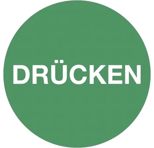 König Werbeanlagen Hinweisschild Aufkleber Piktogramm Drücken, Folie, Ø 50 mm