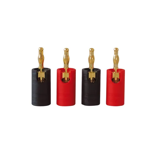 Dynavox High-End Bananenstecker Set Federstecker vergoldet Blisterverpackung 4 x