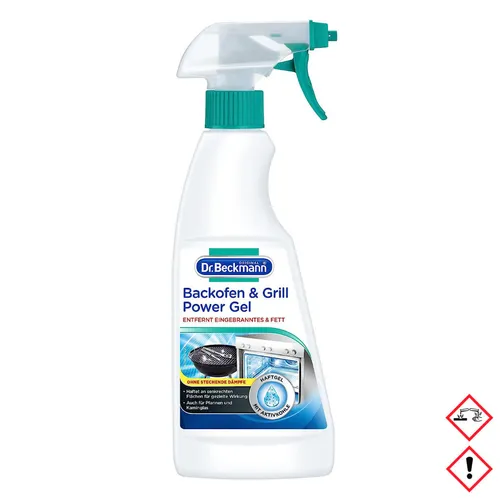 Dr. Beckmann Backofen & Grill Power-Gel - 375 ml - Herdreiniger mit Schnellwirkformel, entfernt mühelos Eingebranntes und Fett von Backöfen, Pfannen und Kaminglas. Ideal für eine gründliche und schonende Reinigung.
