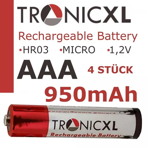 950mah Wiederaufladbare AAA Batterie - 4er Pack NiMH-Akkus für Schnurlostelefone, bereits geladen und umweltfreundlich