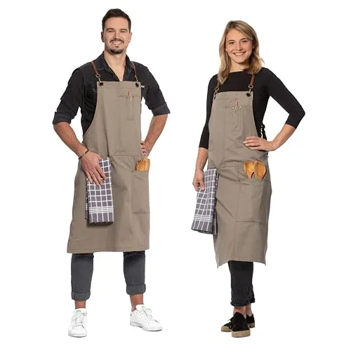 ZOLLNER Kochschürze 70 x 95 cm aus 100% Baumwolle - Hochwertige Kochschürze aus 100% Baumwolle, pflegeleicht und langlebig, ideal für stilvolles Kochen in Ihrer Küche.
