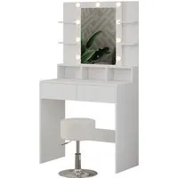 Vicco Schminktisch Taylor 80 x 146,5 cm - Moderne Schminkkommode in elegantem Weiß mit LED-Spiegel und zwei Schubladen – ideal für Ihr Make-Up-Ritual und sorgt für eine stilvolle Einrichtung im Schlafzimmer.