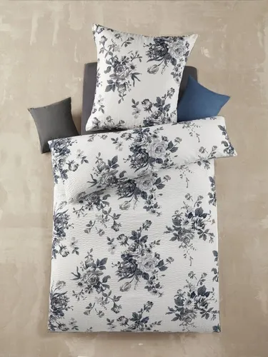 Optidream Bettwäsche Set Mikrofaser 135x200 Polyester Elvira weiss grau, Mikrofaser, 2 teilig, Geschenk Idee Frauen Männer neue Wohnung Hochzeit Frühjahr sale