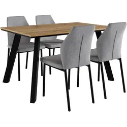 Essgruppe HOME AFFAIRE "Genf Tischgruppe BESTSELLER" - Moderne Essgruppe in grau (eichefarben, hellgrau) mit 1 Tisch und 4 bequemen Stühlen, ideal für gesellige Abende und stilvolle Essbereiche.