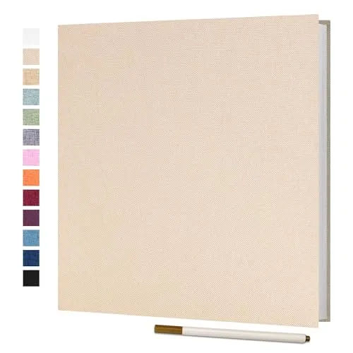 Vienrose Selbstklebende Fotoalbum 10x15 Einkleben und zum Selbstgestalten Groß Leinen Photoalbum mit 40 weißen Seiten, Hochzeit Jahrestag Geburtstag Geschenke mit Einem Kugelschreiber, 33x32cm