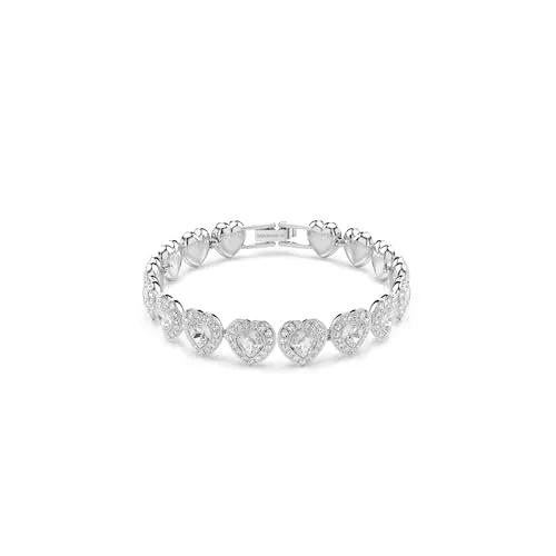 Swarovski Ariana Grande x Tennis Armband - Elegantes Damenarmband mit rhodiniertem Design, verziert mit Kristallherzen und klarem Pavé - das perfekte Accessoire für einen romantischen Look.