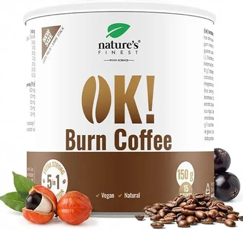 Nature's Finest OK! Fatburn Coffee - Fettverbrenner: Hochwertiger Instantkaffee mit L-Carnitin und Guarana, ideal für effektiven Gewichtsverlust und natürlichen Energieboost, vegan und glutenfrei.