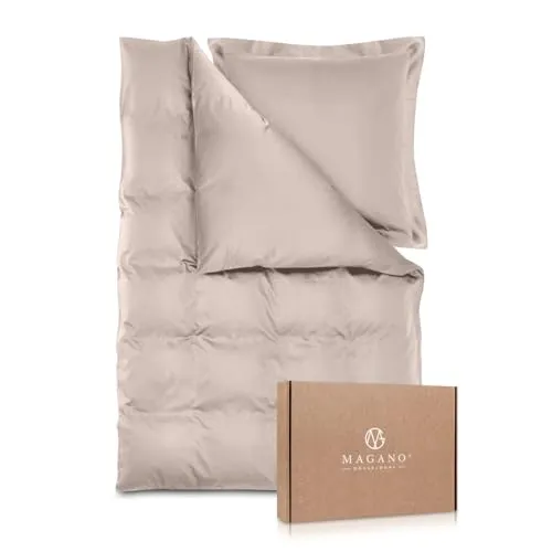 Magano® Luxus Bettwäsche 200x220 Taupe – Bambus & Baumwolle Satin - Premium Bettwäsche 200x220 cm mit 400 TC, kombiniert Eleganz und Komfort. Hypoallergen und klimaregulierend für ein angenehmes Schlafklima das ganze Jahr über.