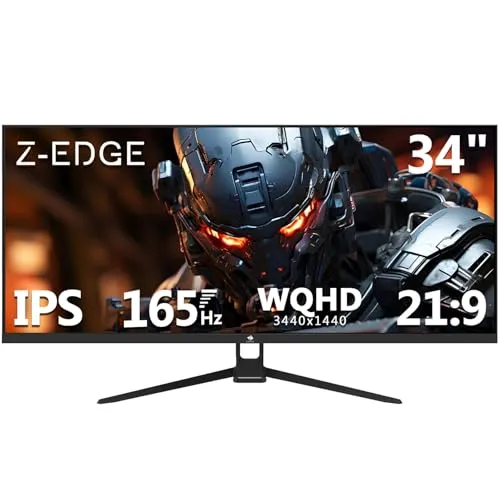 Z-Edge 34 Zoll Ultrawide Monitor UWQHD 165Hz - Ultrawide Gaming Monitor mit 3440x1440 Auflösung und 165Hz Bildwiederholrate. Genießen Sie ein immersives Spielerlebnis und gestochen scharfe Bilder bei jedem Spiel oder Film.