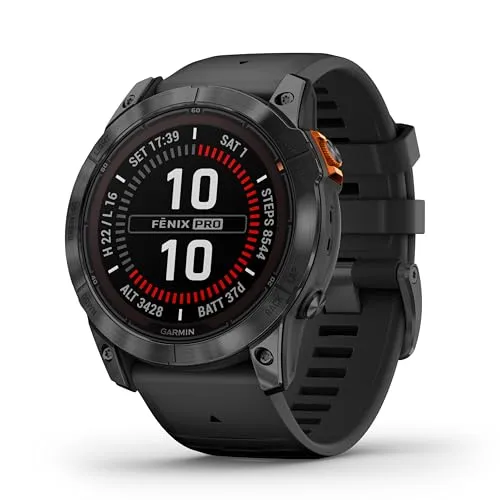 Garmin Fenix 7X Pro Solar - 26mm, schwarz schiefergrau, leistungsstarke Smartwatch mit Solarladetechnologie und umfangreichen Fitnessfunktionen