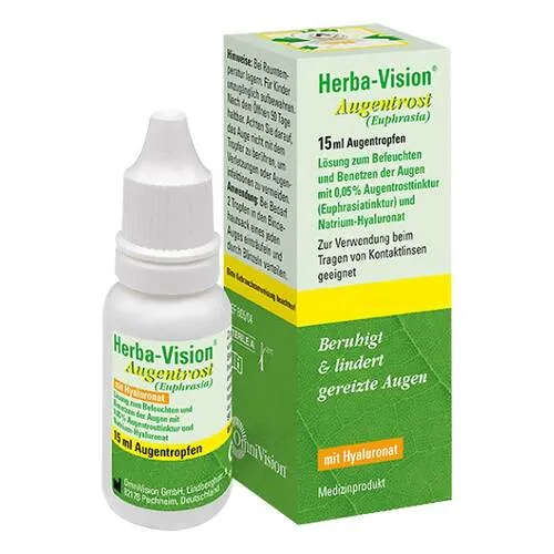 OmniVision HERBA-VISION Augentrost Augentropfen 15 ml - Arzneimittel zur Linderung von Augenbeschwerden, mit natürlichen Inhaltsstoffen für eine sanfte Pflege und schnelle Erleichterung.