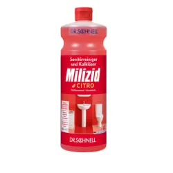 Dr. Schnell Milizid Citro 1 L Sanitärreiniger - Reinigungsmittel mit starkem Sanitär-Duft, biologisch abbaubar und hautverträglich für hygienisch glänzende Oberflächen.