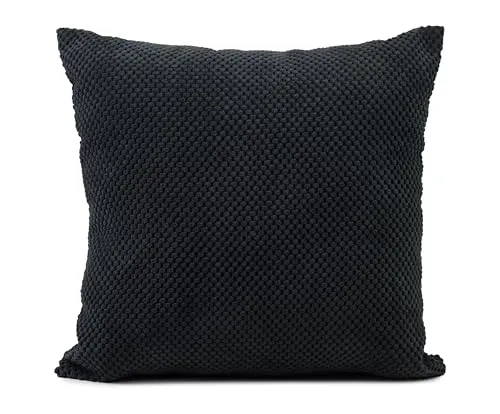 Gözze Kissen Sven - Dekokissen in Schwarz, 60 x 60 cm - Kissen in genoppter Optik aus 100% Polyester, pflegeleicht und weich. Ideal als Rückenkissen oder großes Dekokissen für eine gemütliche Wohnatmosphäre.