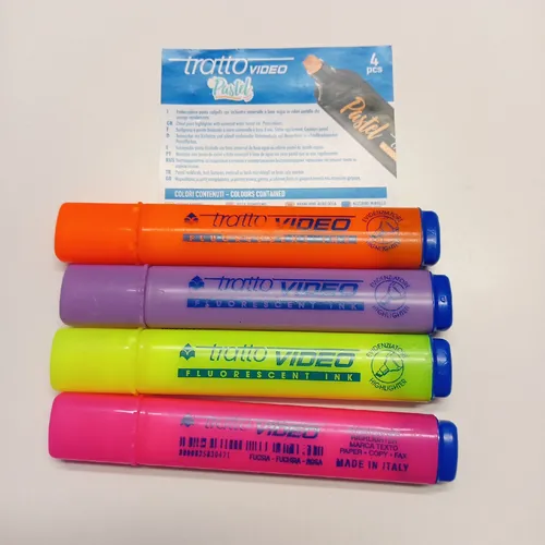 Tratto Contetto VIDEO PASTEL Beutel 4 Stück Highlighters Office Supplies