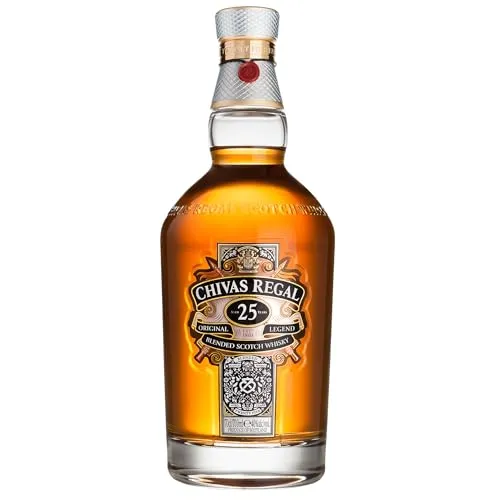 Chivas Regal 25 Years Old Blended Scotch Whisky - Premium Whisky aus der Speyside - Whisky, der mit 25 Jahren Fassreifung eine einzigartige Kombination aus Orangen, Nüssen und Schokolade bietet. Ideal für Kenner und als Geschenk in dekorativer Box.