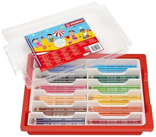 STABILO Buntstifte Trio dick, 96er Box - Schreibutensilien für kleine Künstler, ergonomisch geformt für ermüdungsfreies Malen, mit bruchsicherer 4,2 mm Mine – ideal für Vorschule und Grundschule.