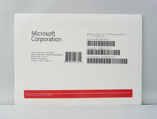 CAL für Microsoft Windows Server 2019 Standard 5 - Zugriffslizenz für Microsoft Windows Server 2019, ideal für Unternehmen zur Verwaltung von Benutzerzugängen und Ressourcen.