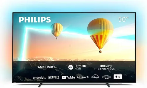 Philips 50PUS8007/12 50 Zoll 4K Ultra HD Smart TV - Fernseher mit Ambilight-Technologie für ein intensives Seherlebnis, Dolby Atmos Sound und flüssiges Gaming - ideal für Film- und Gaming-Fans.