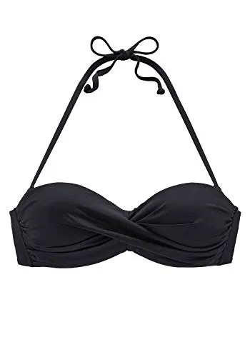 Lascana Damen Mix-Kini Bikini Bügel Bandeau Top schwarz, Größe:40B