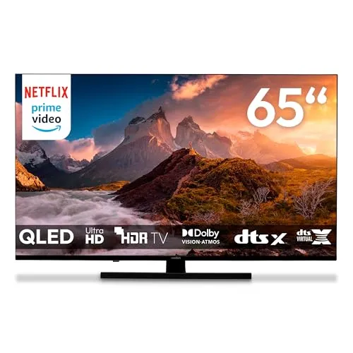 MEDION 65 Zoll QLED Fernseher - 4K Smart TV mit Dolby Vision und Atmos - Fernseher mit 163,9 cm (65") Bildschirmdiagonale, UHD 4K-Auflösung und HDR für lebendige Farben. Inklusive Smart TV-Funktionen wie Netflix, Prime Video und Google TV.