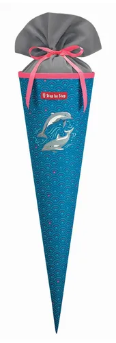Step by Step Schultüte Dolphin Pippa - Schultüten aus strapazierfähigem Polyester, 66 cm hoch und ideal für den Schulstart mit einem fröhlichen Punkte-Design.