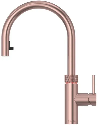 QUOOKER Flex Round Küchenarmatur mit PRO3 Reservoir CUBE Kupfer Rosé - Vielseitige Küchenarmatur mit flexiblem Zugauslauf, für warmes, kaltes und kochendes Wasser. Der Quooker Flex vereinfacht die Reinigung und spart Zeit und Platz in Ihrer Küche.