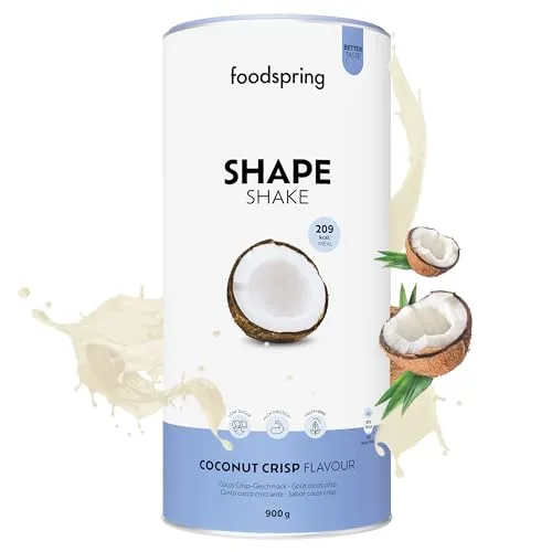 foodspring Shape Shake Cocos Crisp – Vollwertiger Mahlzeitenersatz-Shake zur Gewichtskontrolle mit Premium Protein, 209 kcal pro Portion, Glutenfrei - 900g