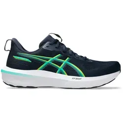 ASICS GT-1000 14 Herren Stabilitätsschuh - Dunkelblau/Grün, Größe 46 - Ideal für Läufer: Der ASICS GT-1000 14 bietet leichte Dämpfung und gezielte Stabilität für Überpronierer. Atmungsaktives Obermaterial sorgt für Komfort bei jedem Training.