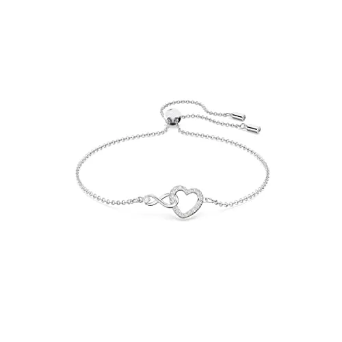 Swarovski Hyperbola Armband - Unendlichzeichen und Herz, Weiss, Rhodiniert - Elegantes Damenarmband mit Infinity Herz und Swarovski Kristallen, ideal für glamouröse Akzente zu jedem Outfit.