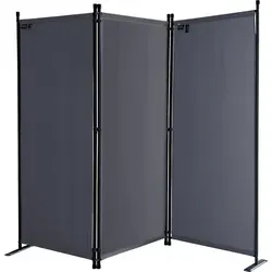 Quick Star Paravent 3tlg. 170x165cm Grau - Blickdichter, faltbarer Paravent aus pulverbeschichtetem Stahl, ideal für flexible Raumgestaltung und Privatsphäre.