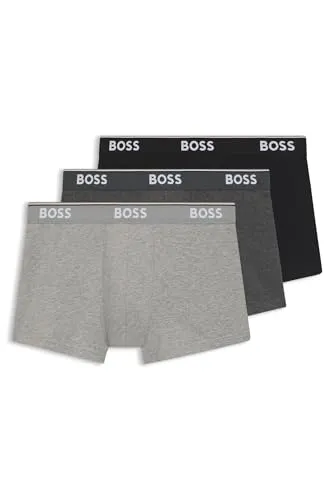 BOSS Herren Trunk 3er Pack Power, Open Grey 061, XL - Badeshorts für Herren, im 3er Pack, aus hochwertigem Cotton Stretch für höchsten Tragekomfort und optimale Passform, mit klarem Design und BOSS Logo im komfortablen Bund.