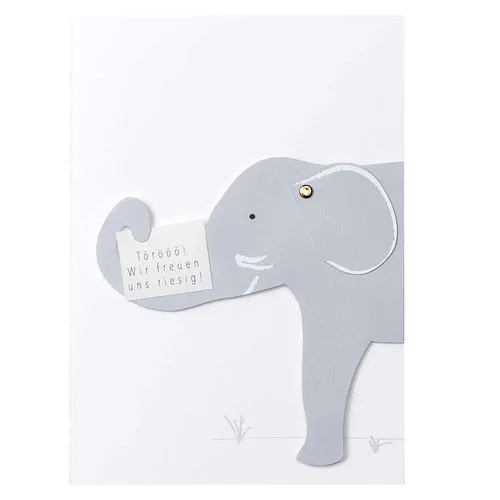 Räder Tierische Babykarte Elefant Wir freuen Uns riesig