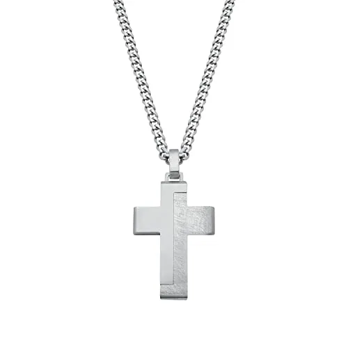 s.Oliver Herren Kette mit Kreuz-Anhänger - Elegante 50 cm Edelstahlkette mit Kreuz-Anhänger, in edler Geschenkbox – perfekt für stilbewusste Männer, die zeitlosen Schmuck schätzen.