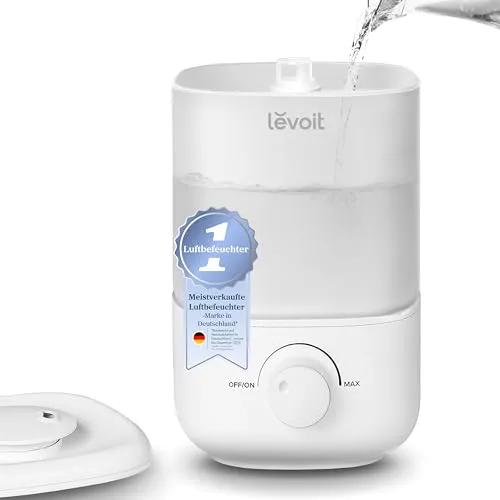LEVOIT 2,5L Mini Luftbefeuchter – Leise & Effizient für Schlafzimmer - Luftbefeuchter für einen Raum, ideal für Schlafzimmer und Kinderzimmer. Mit nur 23dB Betriebsgeräusch und bis zu 25 Stunden Laufzeit sorgt er für ruhigen Schlaf und optimale Luftfeuchtigkeit.