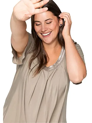 Sheego T-Shirt Große Größen in A-Linie mit dekorativer Blende beige 48/50