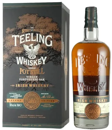 Teeling Whiskey Single Pot Still WONDERS OF WOOD 50% Vol. 0,7l - Whisky mit einzigartiger Reifung in portugiesischen Eichenfässern, die intensive Würze und komplexe Aromen bieten. Ideal für puren Genuss oder als Begleiter zu herzhaften Gerichten.